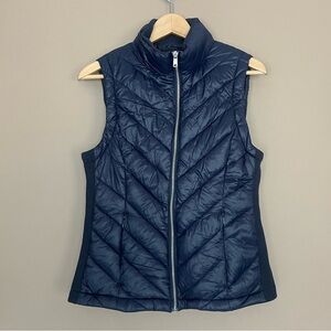 {Love Tree} Sleeveless Puffer Vest with Zipped Closure in Navy - Womens Medium